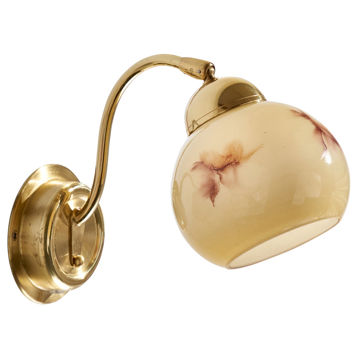 EWÅ Värnamo, Wall Light, Brass, Glass, Sweden, 1970s
