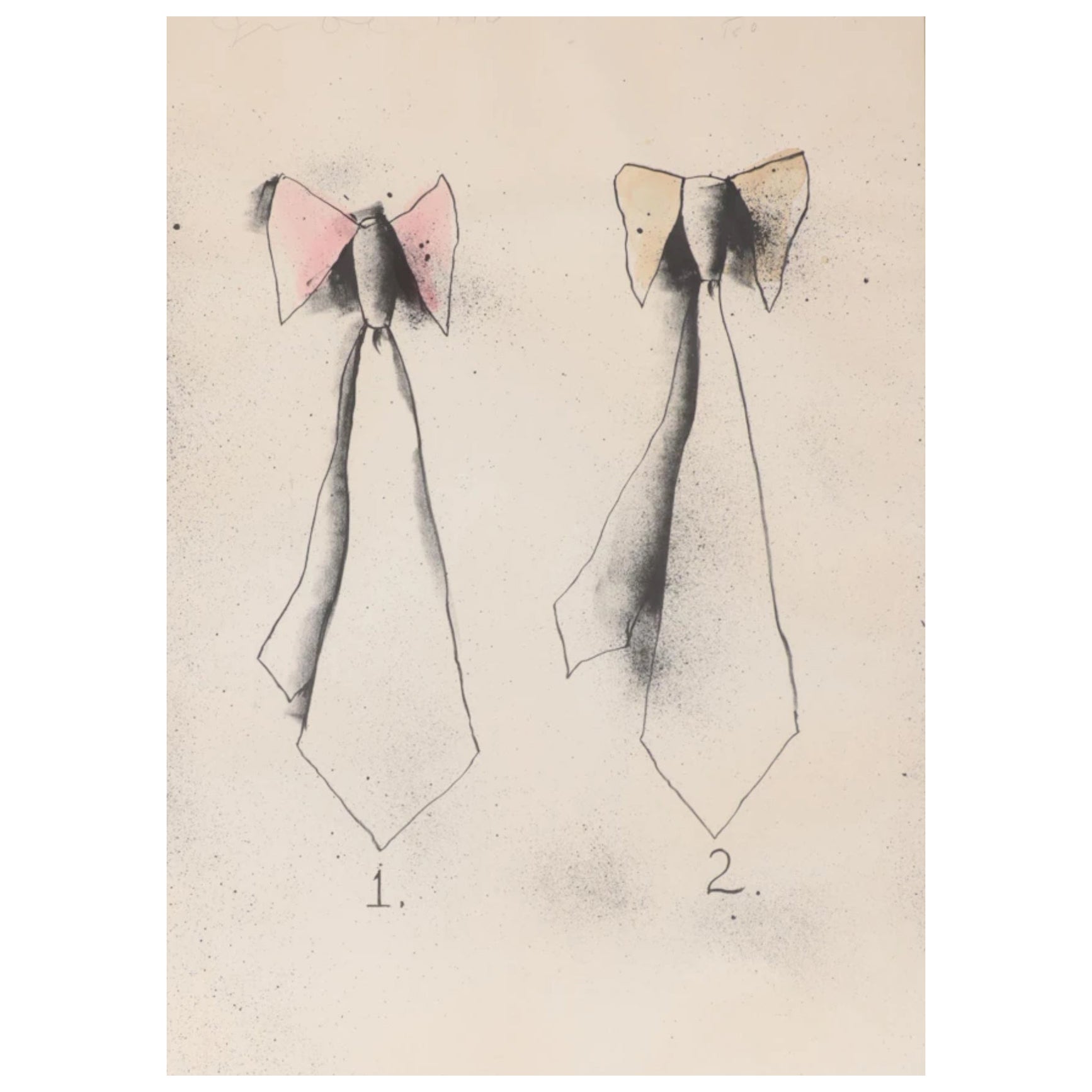 Jim Dine (americano, nato nel 1935) Litografia colorata a mano "Ties", 1976.