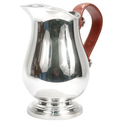 Plata Lappas Jarra de agua plateada argentina con asa de cuero