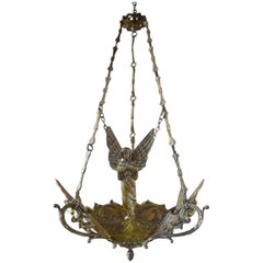 Used Bronze Sanctuary Lamp with Angels