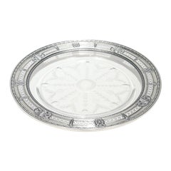 Antico piatto International Sterling Silver con vetro tagliato montato