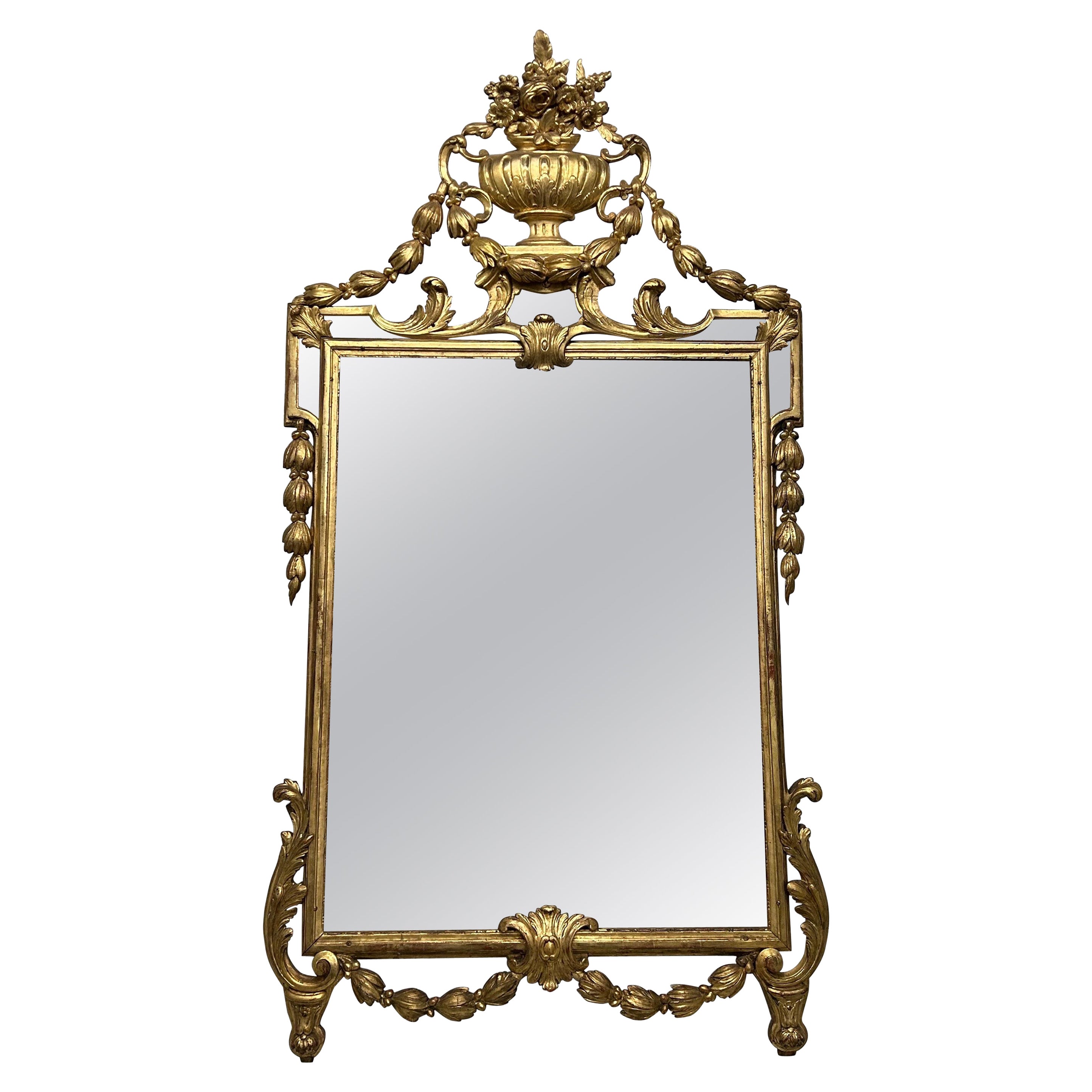 Large 18th Century French Louis XVI Giltwood Mirror