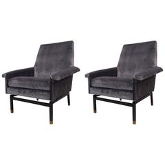 Pair Cantilevered Mid-Century Modern Lounge Chairs Attr. Gianfranco Frattini, 4