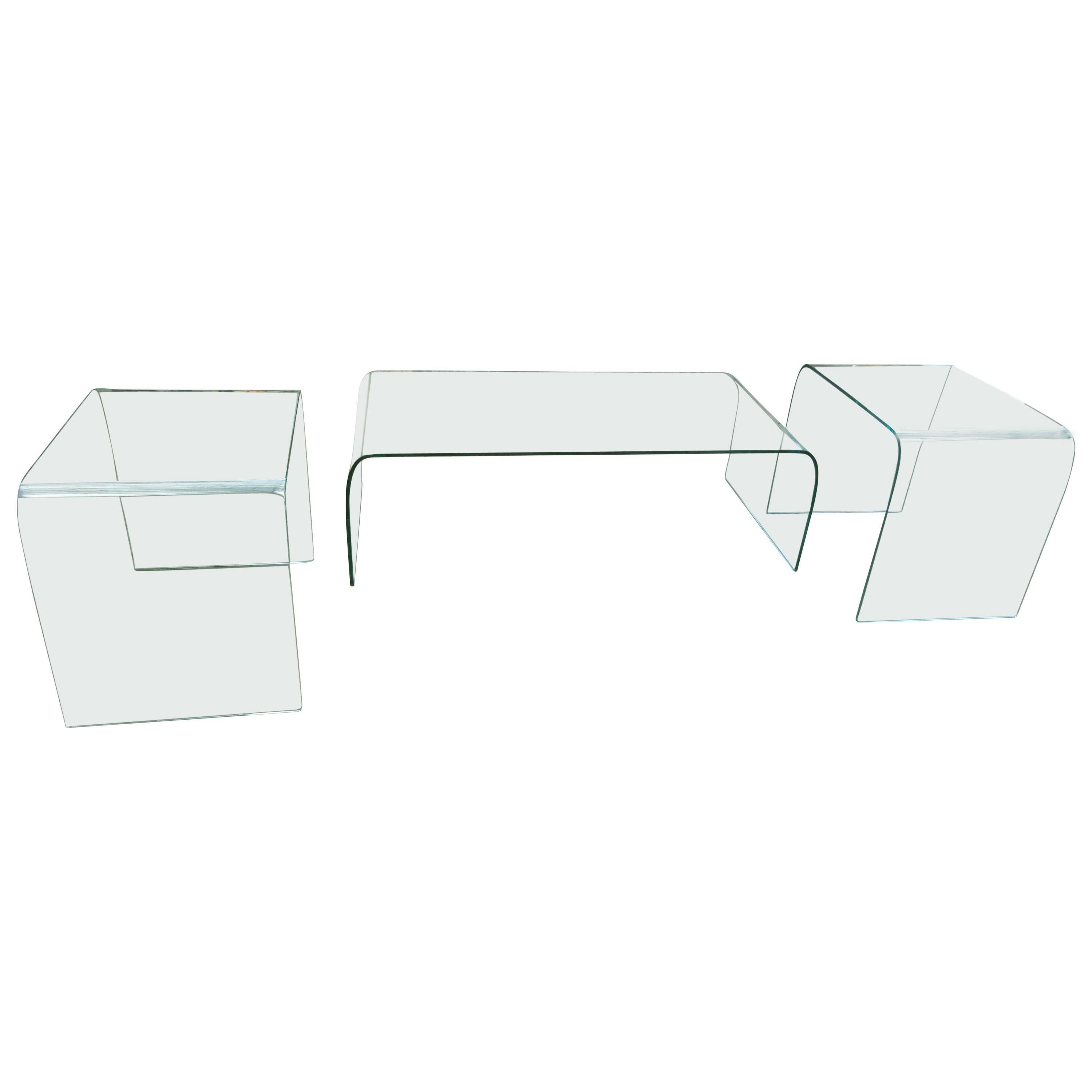 Angelo Cortesi for Fiam Italia Glass Coffee and End Tables