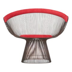 Iconic Warren Platner For Knoll Bronzed Steel Lounge Chair.