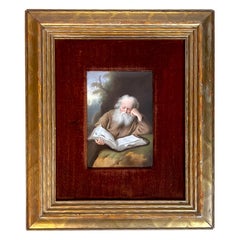 Antique Old Master Painting on Porcelain of St. Jerome, after Einsiedler Von S. Koninck