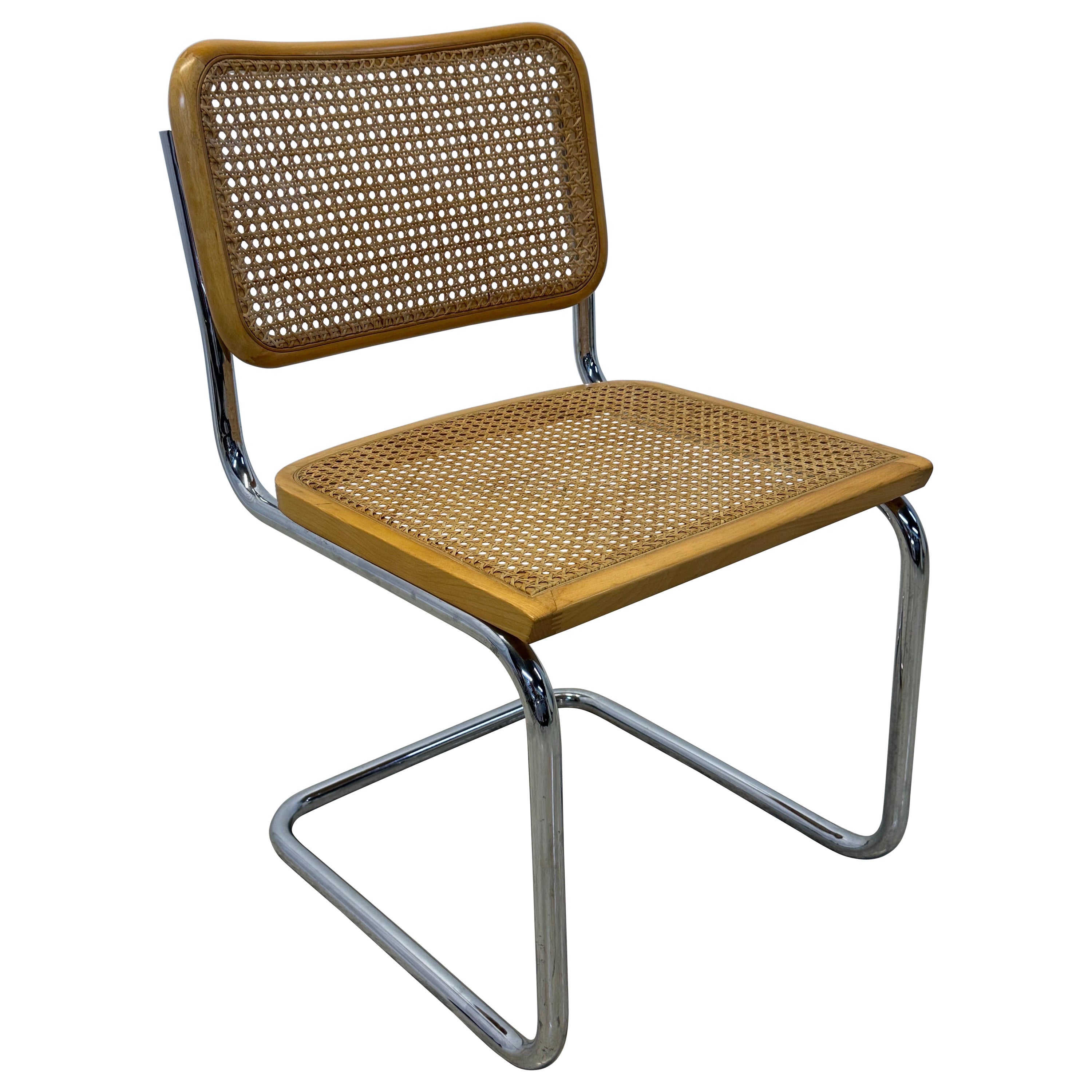 Cesca Cantilevered Chrome and Cane Chair After Marcel Breuer, Italy 1970s