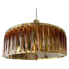 Lustre Contemporary Stalactite Brass and Murano Glass , Italy