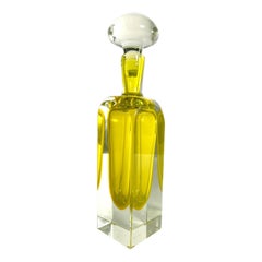 Large Italian Murano Yellow Glass Decanter