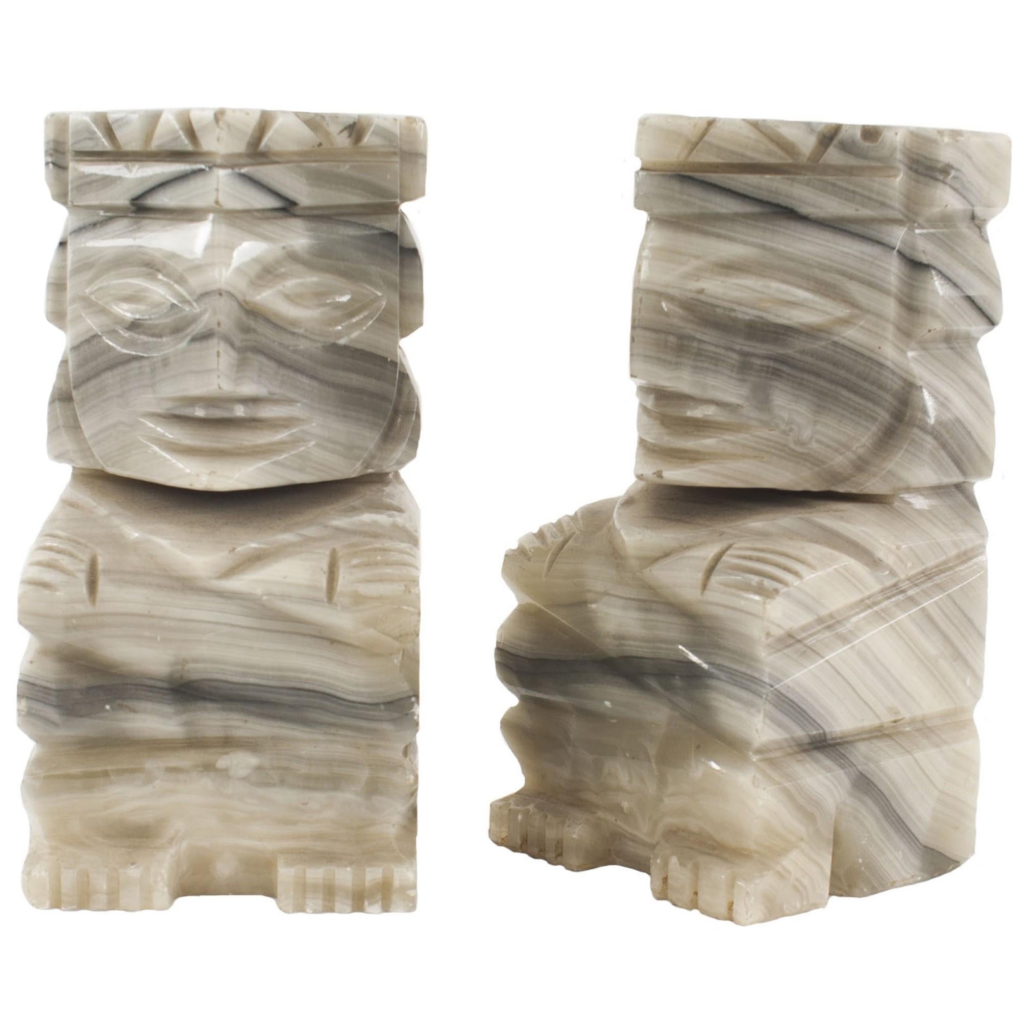 Pair of Carved Stone Aztec Bookends