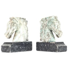 Pair of Italian Neo-Classic Marble Horse Head Bookends