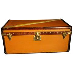 1900s Orange Canvas Louis Vuitton Steamer Trunk