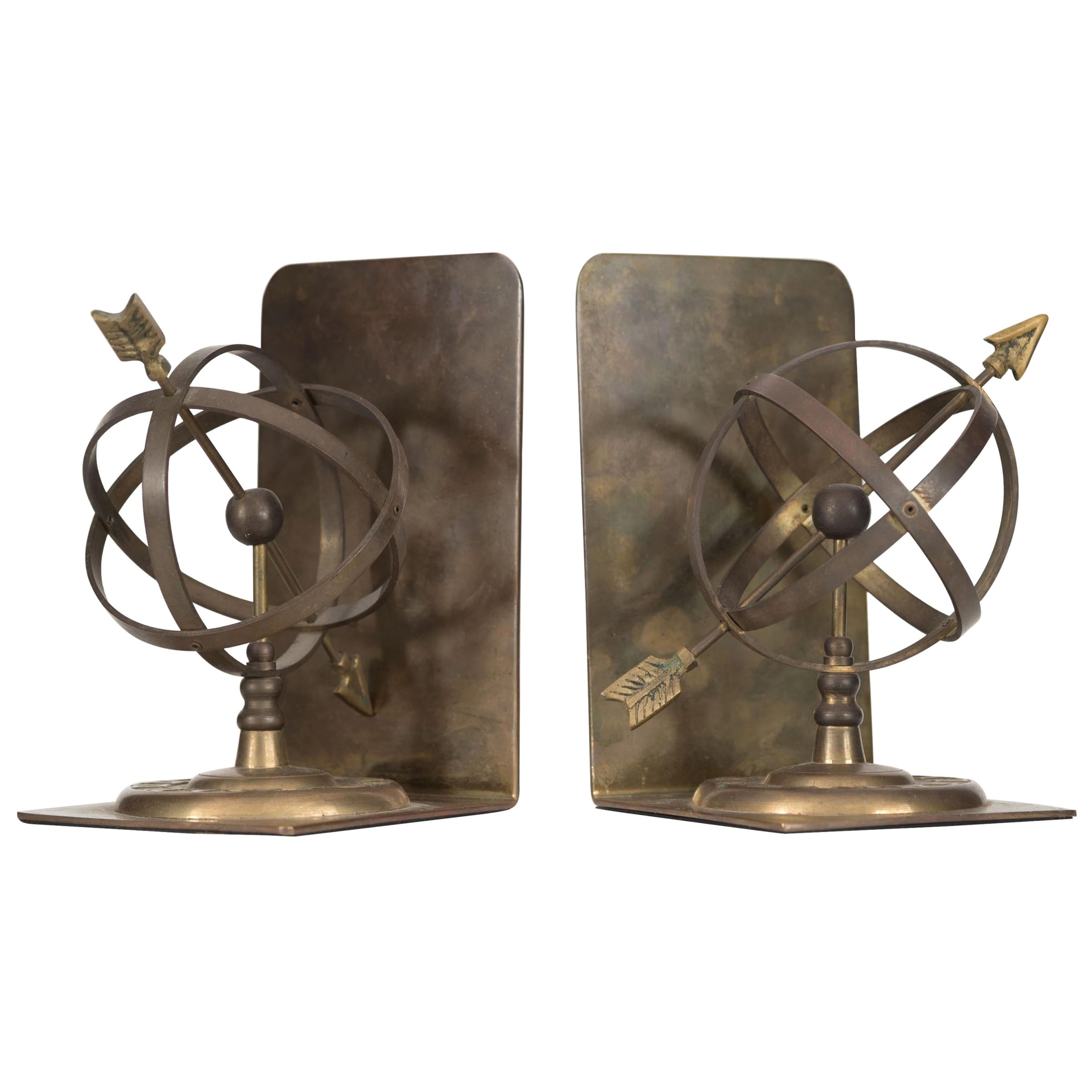 Pairs of Vintage Brass Armillary Sphere Bookends