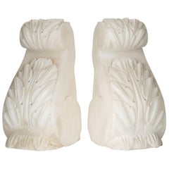 Pair of White Alabaster Scroll Bookends