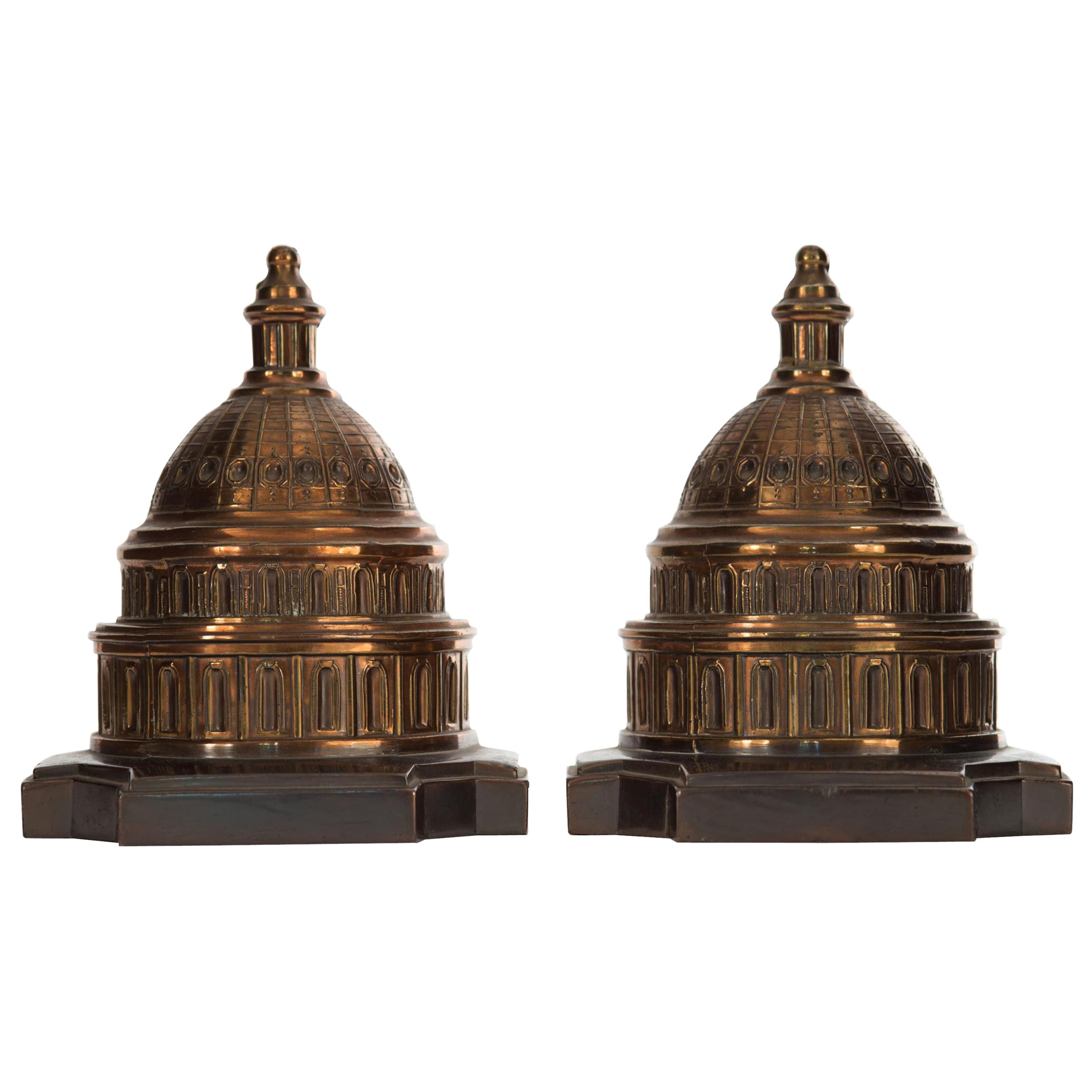 Pair of Vintage Copper Plate US Capitol Bookends