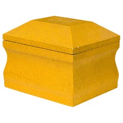 Karl Springer Joyero Americano de Mitad de Siglo en Piel de Pitón Amarillo Limón