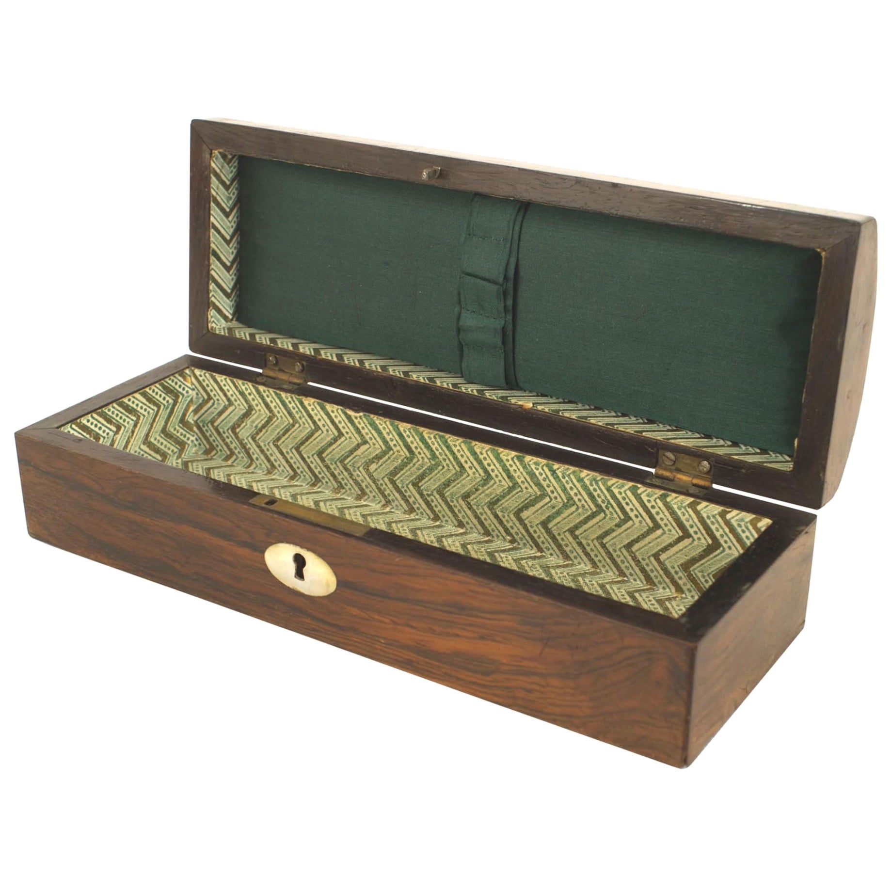 Caja inglesa victoriana de palisandro para bolígrafos en venta
