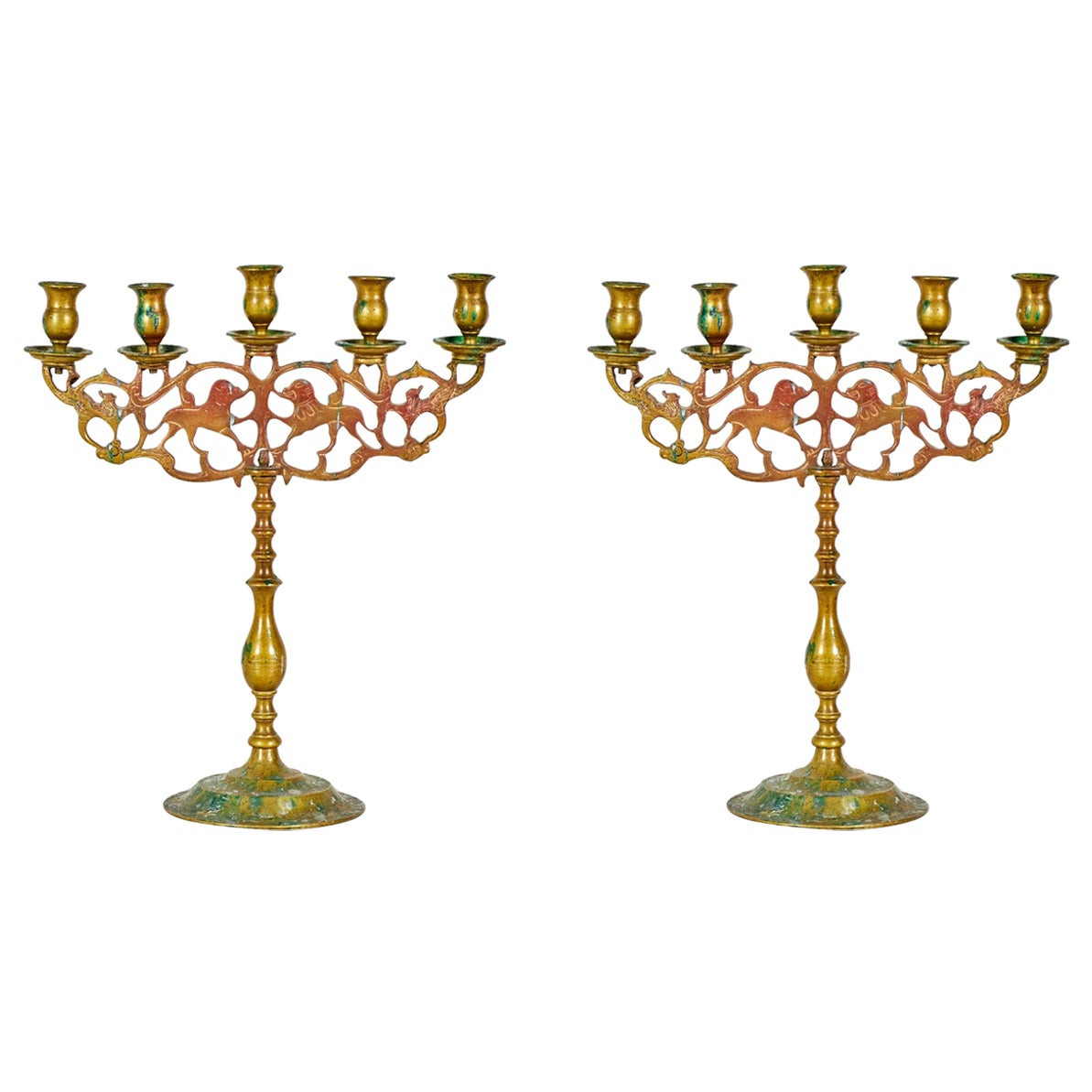 Paire de candélabres italiens en bronze de la Renaissance