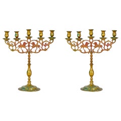 Pair of Italian Renaissance Bronze Candelabras