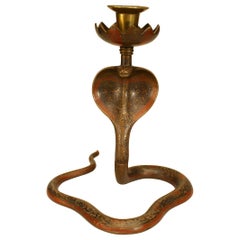 Persian Style Brass Cobra Snake Candlestick