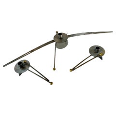 Set di 3 candelieri moderni americani in acciaio e ottone, Girardini Design