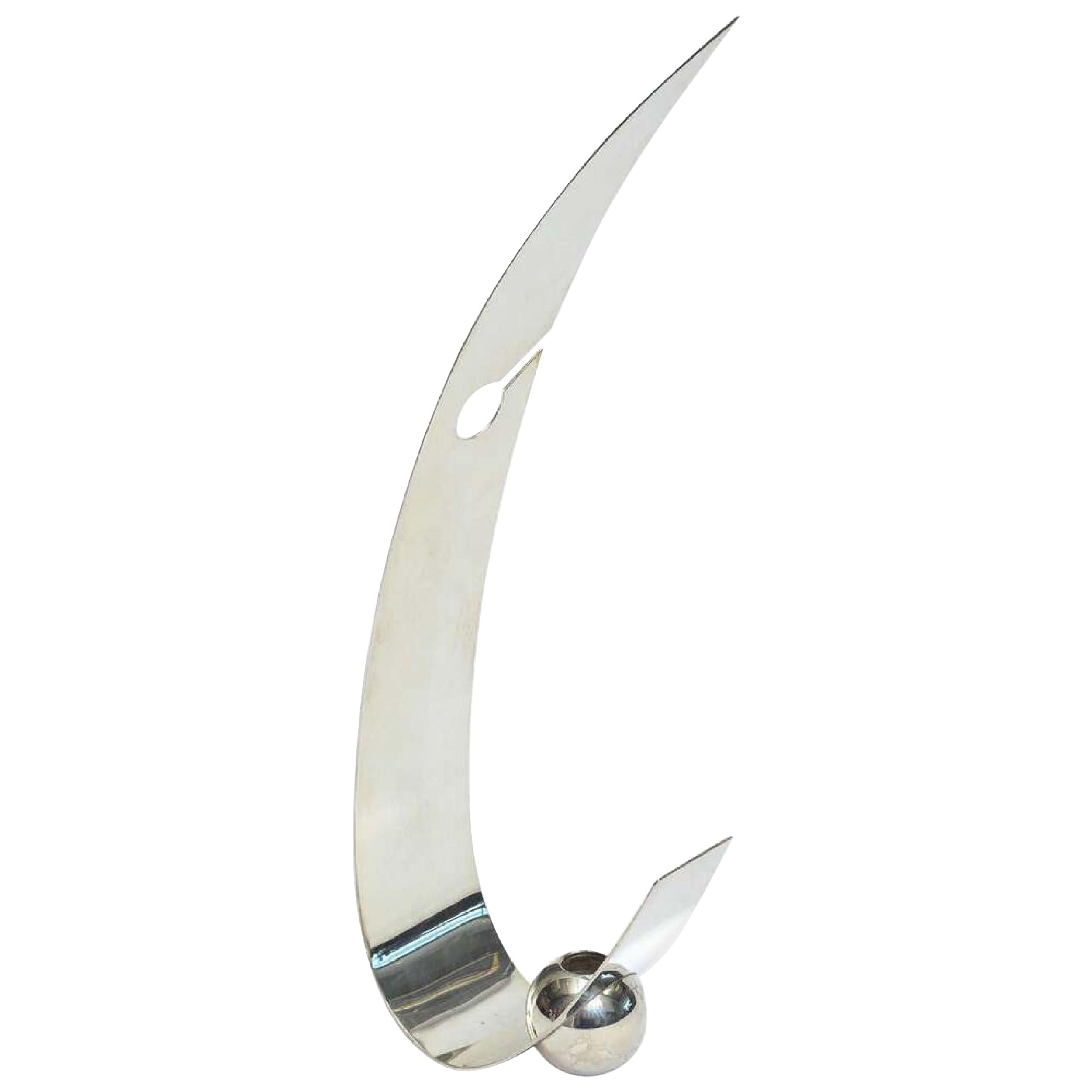 American Modern Arc Candle Holder Silver Plate