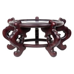 Antique Chinese Mahogany Flower Vase Base / Stand