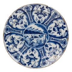 Antique Continental Dutch Blue and White Hand Painted DIsplay Plate
