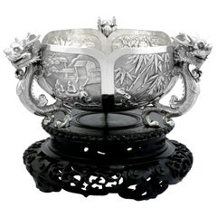 Antique Chinese Export Silver Bowl on Stand Circa 1890