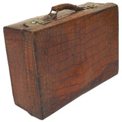 Valise anglaise en crocodile Brown