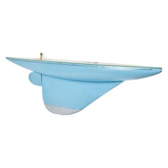Vintage Games' Industries Mid-Century English Blue Painted Wooden Ship's Hull Model