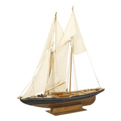 Mid-Century Painted Wooden Sailboat Model