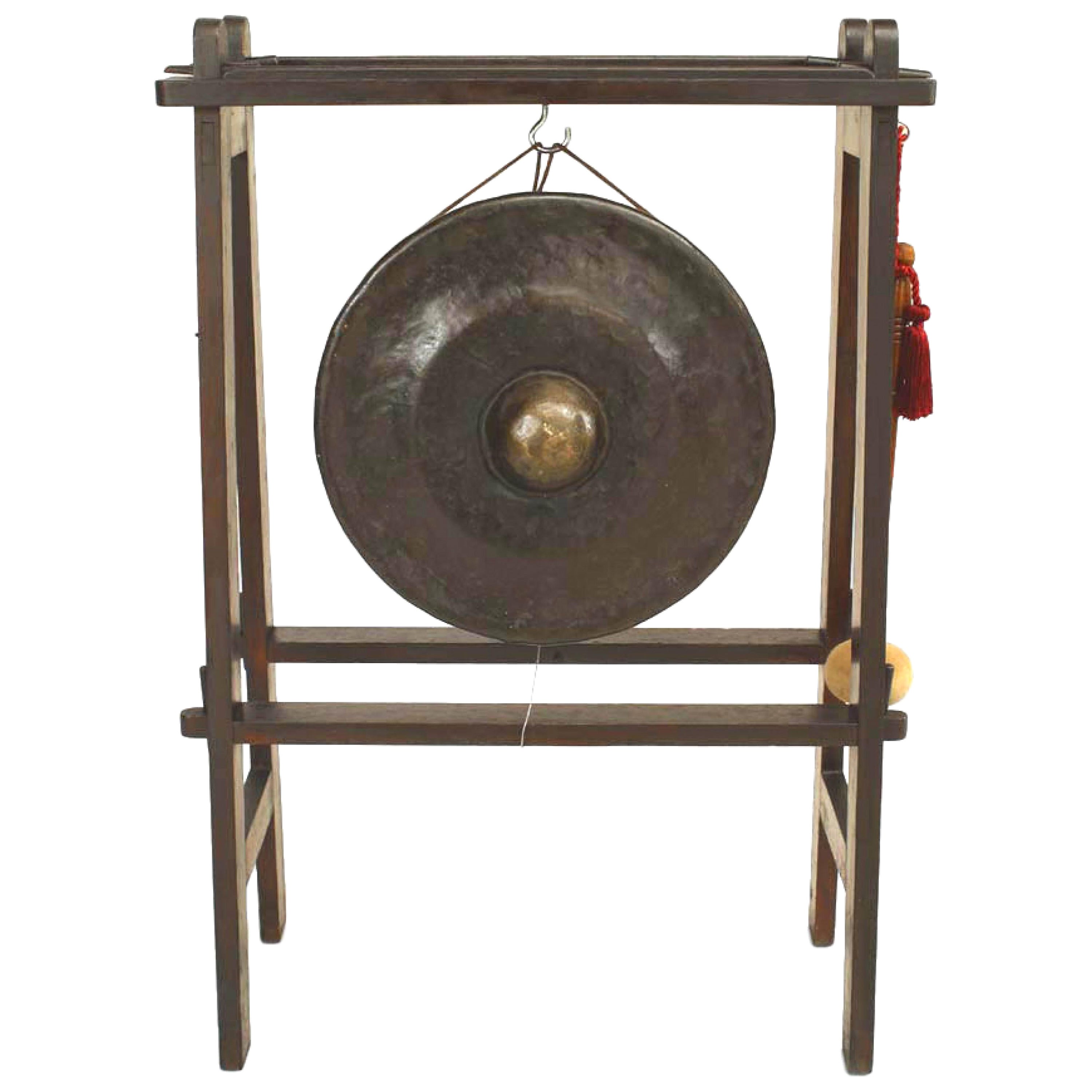 Asian Bronze Gong With Stand