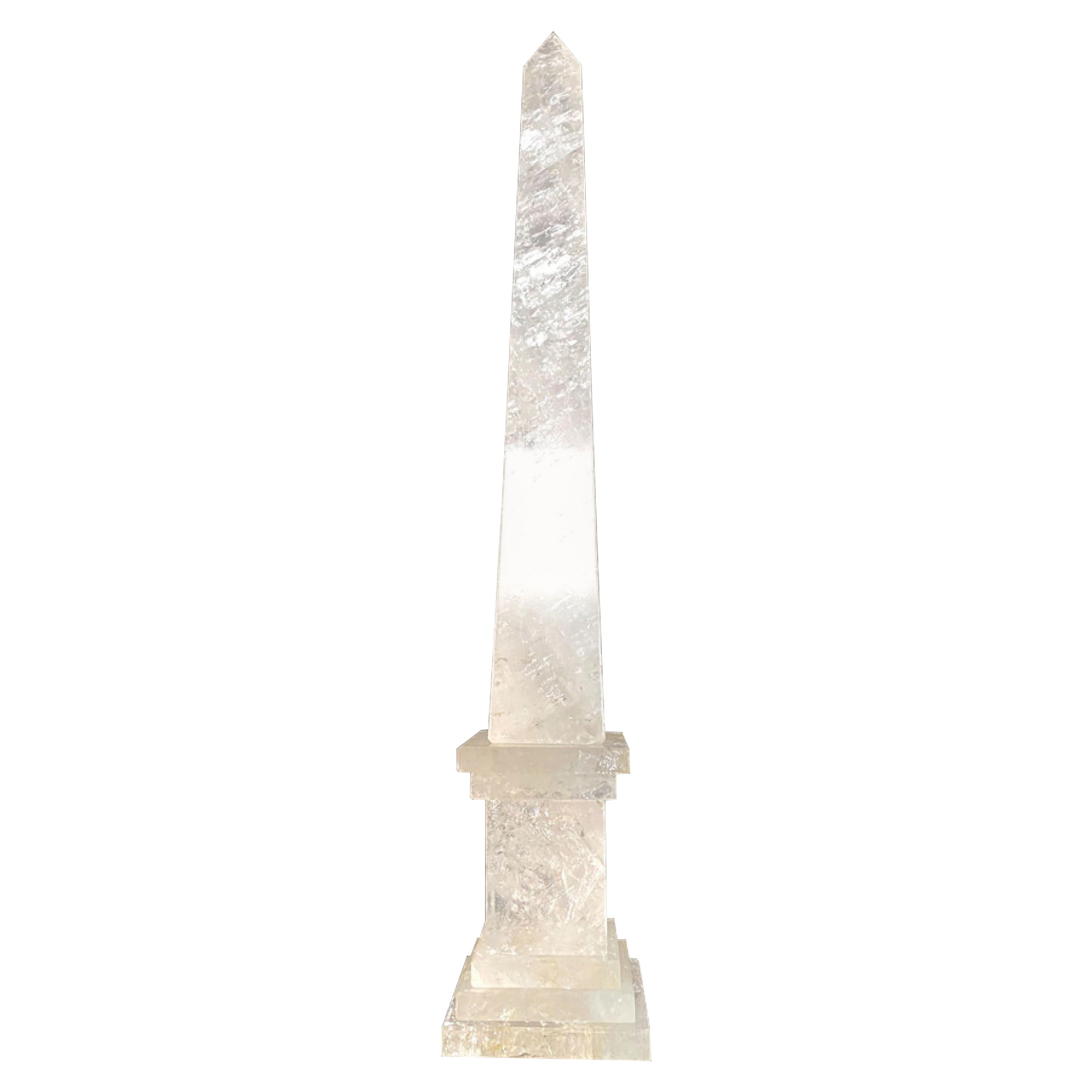 Large Italian Rock Crystal Obelisk For Sale