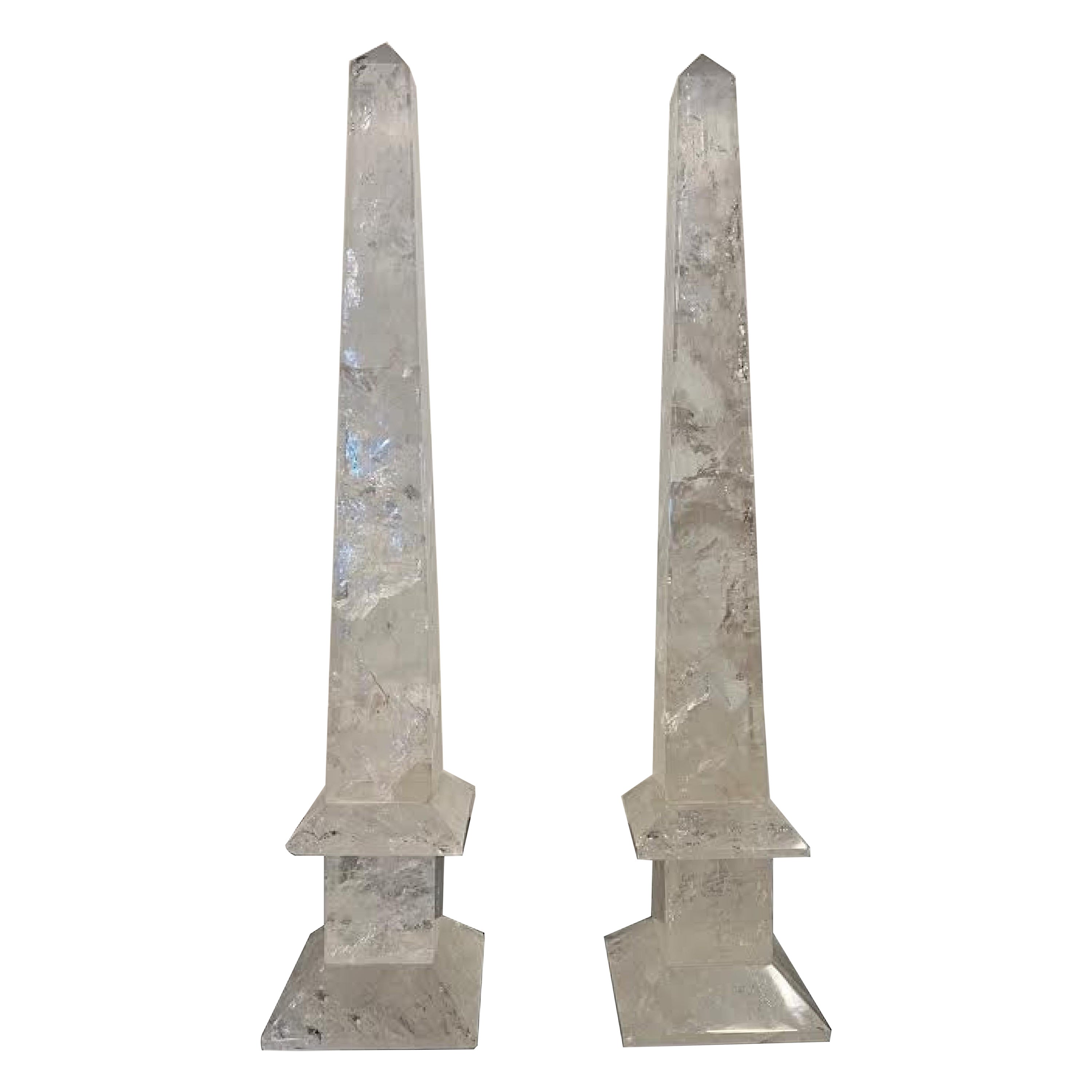 Pair of Rock Crystal Obelisks
