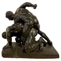 Monumental Grand Tour italien en marbre serpentin « Uffizi Wrestlers »