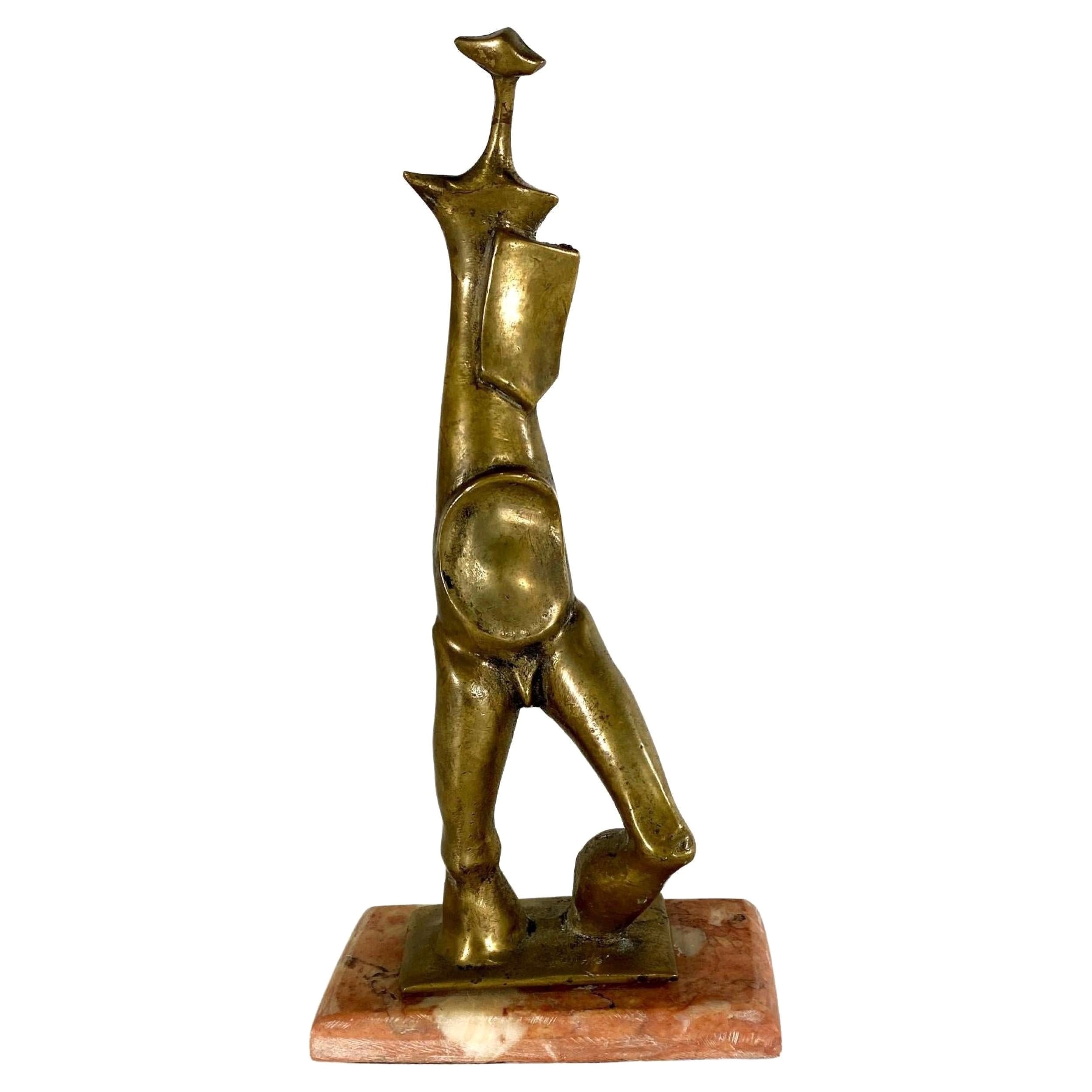 Sculpture abstraite italienne moderne en bronze sur base en marbre, années 1950