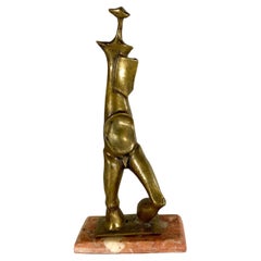 Italian Modern Bronze Abstract Sculpture on Marble Base, 1950s