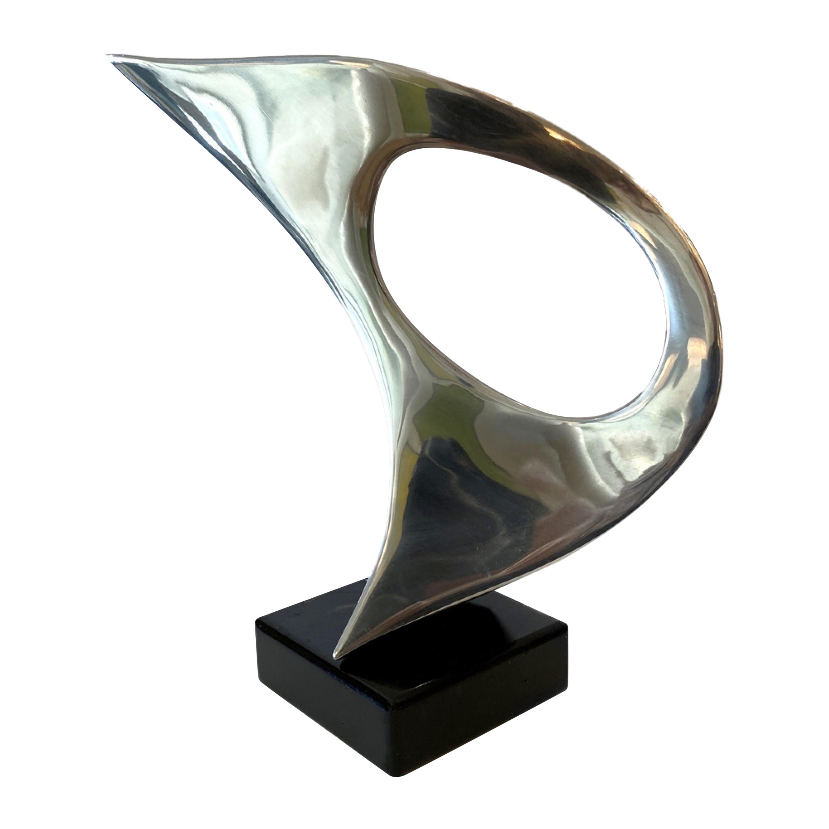 Modern Chrome Sculpture with Metal Base, Jack Arnold For Sale