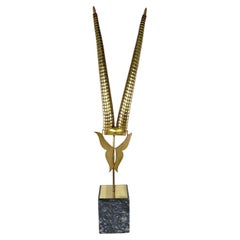 American Modern Brass Animal Horn Sculpture, Curtis Jere