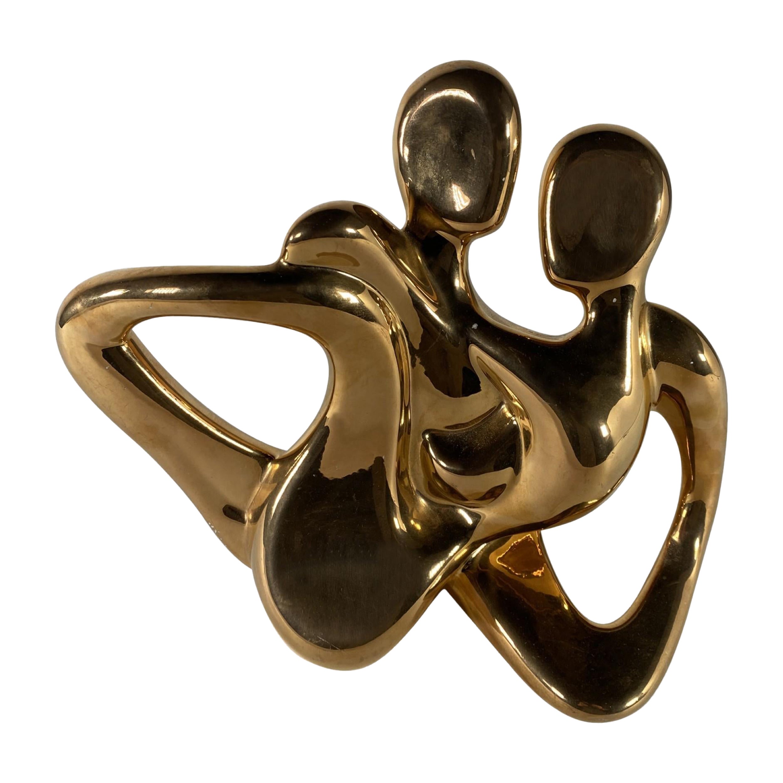 Amerikanische moderne Keramik-Goldglasur „Intertwined Couple“, Jaru