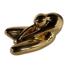 American Modern Ceramic Gold Glazed, Meditation Figure, Jaru
