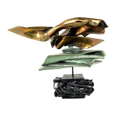 Moderne abstrakte Skulptur aus Bronze und Patina