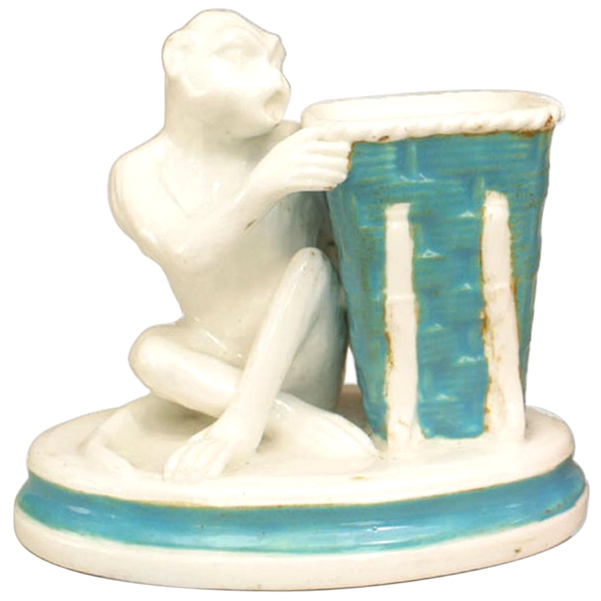 English Victorian Porcelain Monkey Vase