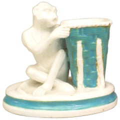 English Victorian Porcelain Monkey Vase
