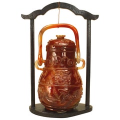 Vaso cinese in agata ruggine