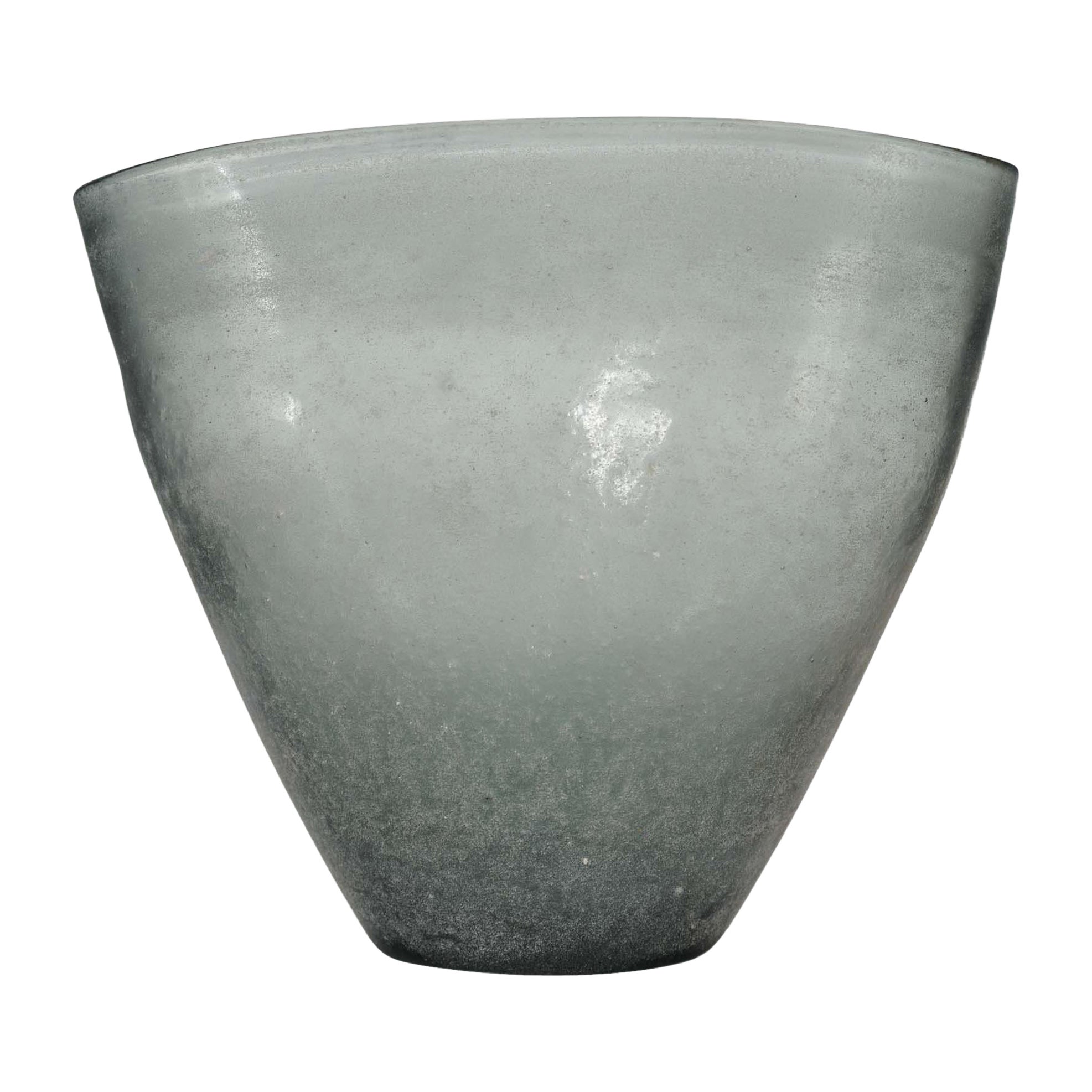 Vase en verre d'art soufflé gris texturé du milieu du siècle dernier