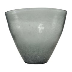 MidCentury Italian Textured Gray Handblown Art Glass Vase