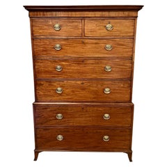 Quality Antique 18th Century George III Figured Mahogany Chest on Chest