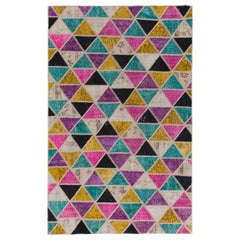 Alfombra de patchwork hecha a mano con diseño de triángulos de 5,5x8,7 pies Opciones personalizadas disponibles